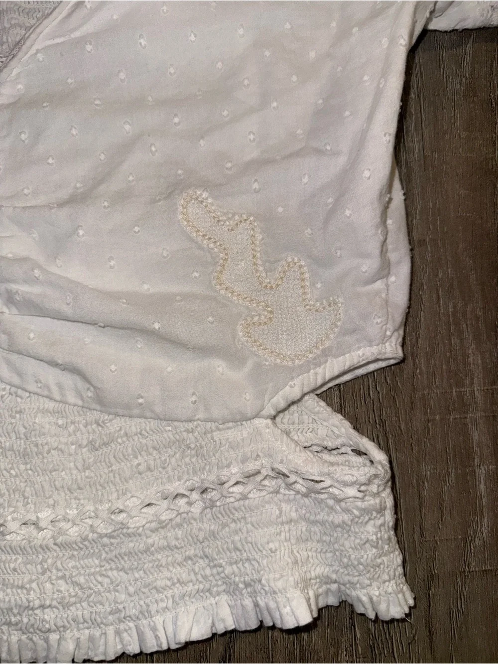 Anthropologie Forever that Girl White Eyelet Puff-Sleeve Cropped Blouse